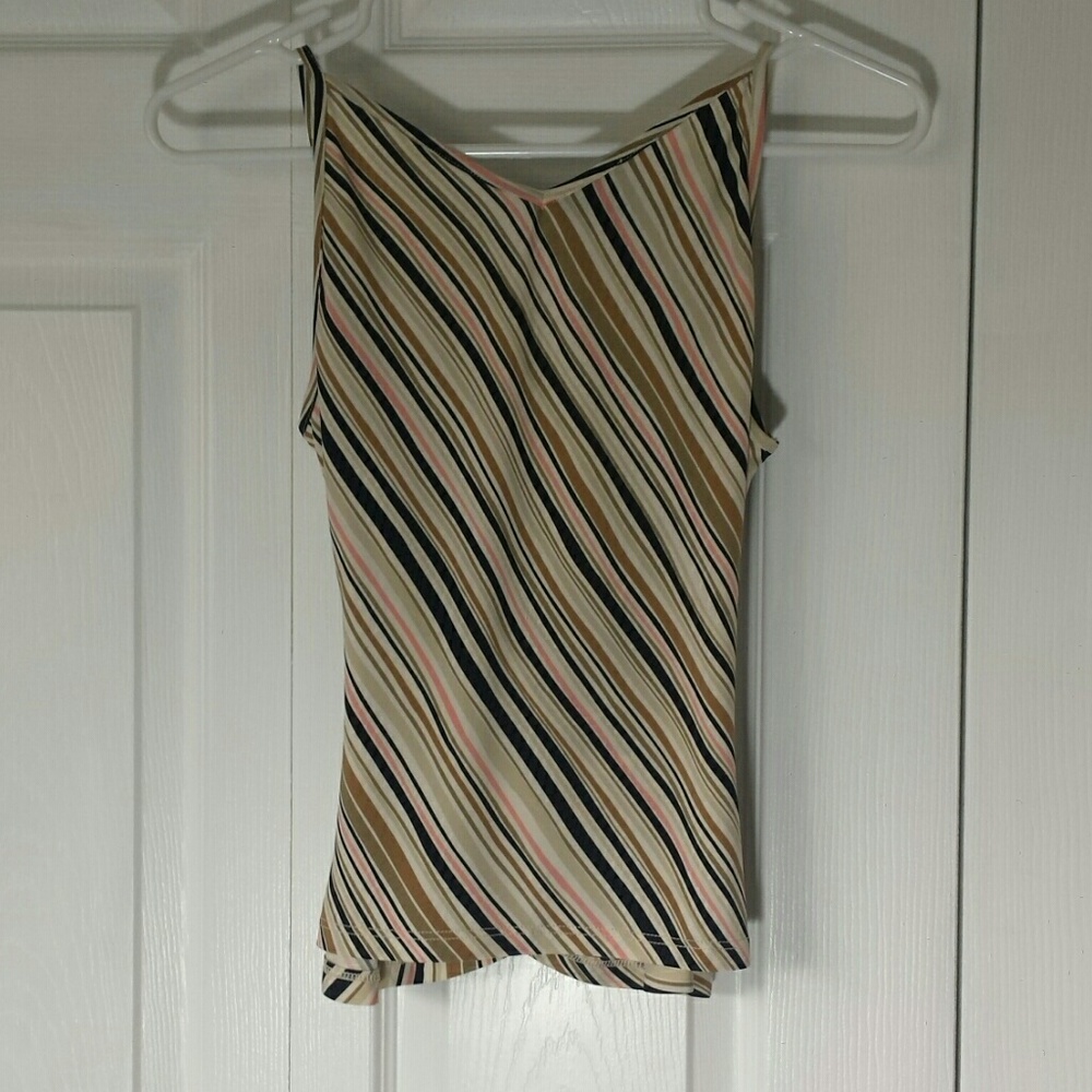 BCBG open back, horizontal striped tank top
